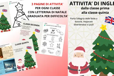 Attività di inglese per ogni classe, dalla prima alla quinta, con schede a tema natale. Imparare divertendosi è possibile!