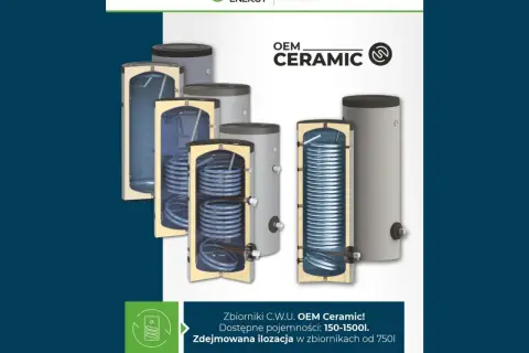 Zbiorniki C.W.U. OEM Ceramic! Przekroje pokazują spiralę grzewczą. Dostępne pojemności 150-1500l.