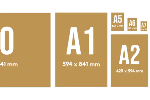 A0 format i inne rozmiary papieru od A1 do A8, prezentujące ich wymiary.