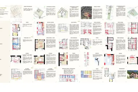 Analiza projektu domu w motylkach. Zawiera plany, wizualizacje i propozycje zmian.