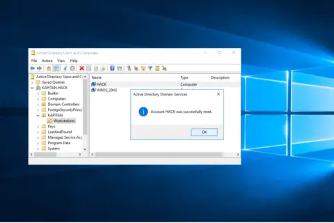 Komunikat "Account HACK was successfully reset" w Active Directory. Czy to backdoor?