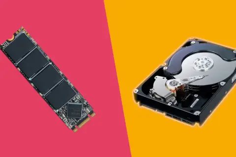 Vergleich: moderner M.2-SSD-Aufbau einer Festplatte vs. klassische HDD.