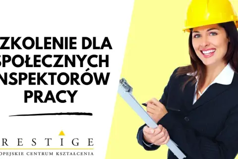Szkolenie dla społecznych inspektorów pracy. Uśmiechnięta kobieta w kasku i garniturze trzyma notes.