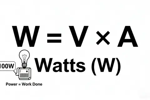 W = V x A. Moc (W) to iloczyn napięcia (V) i natężenia prądu (A).