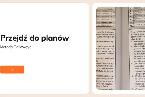 Przejdź do planów treningowych metodą Gallowaya. Lista ćwiczeń i wskazówki.