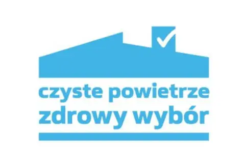 Ranking najlepszych firm pomagających w programie Czyste Powietrze. Logo z domkiem i hasłem "czyste powietrze zdrowy wybór".