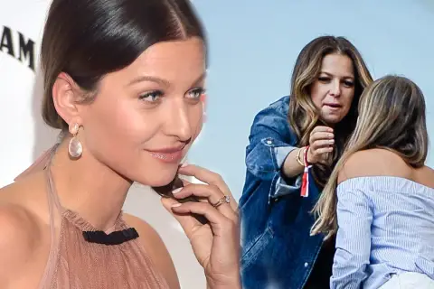 Anna Lewandowska przed operacjami, uśmiechnięta, w eleganckiej sukni. Obok niej inna kobieta w dżinsowej kurtce.