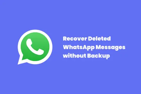 Jak odzyskać usunięte wiadomości z WhatsApp bez kopii zapasowej? Ikona WhatsApp i tekst informujący o możliwości odzyskania danych.