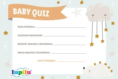 Baby quiz na baby shower! Wypełnij datę, godzinę, wzrost i wagę dziecka. Kto pierwszy zgadnie?