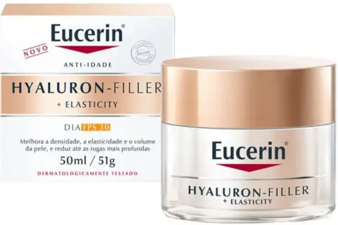 Crema Eucerin Hyaluron-Filler + Elasticity, una de las mejores cremas antiedad para mayores de 50 años, con FPS 30.