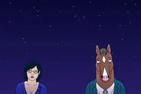 Pod gwiazdami Diane i BoJack, symbolizujący różnicę między szczęśliwym zakończeniem a zakończeniem słodko-gorzkim.