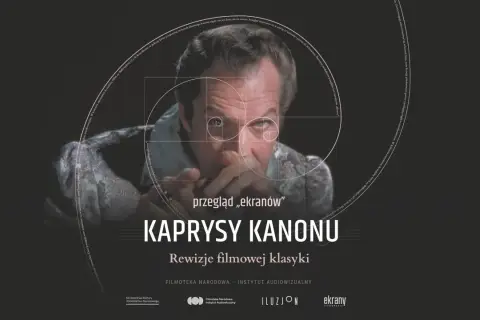 Kaprysy Kanonu: Rewizje filmowej klasyki" - przegląd filmów, które trzeba obejrzeć. Portret mężczyzny z nałożonym złotym podziałem.