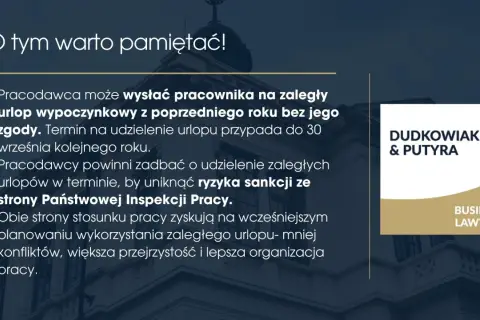 Pamiętaj, że zaległy urlop wypoczynkowy z poprzedniego roku należy wykorzystać do 30 września kolejnego roku, by uniknąć sankcji.
