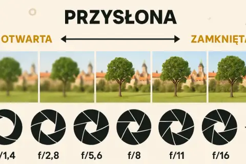 Przysłona w aparacie fotograficznym inaczej: od rozmytego tła (f/1,4) do ostrości całego obrazu (f/16).