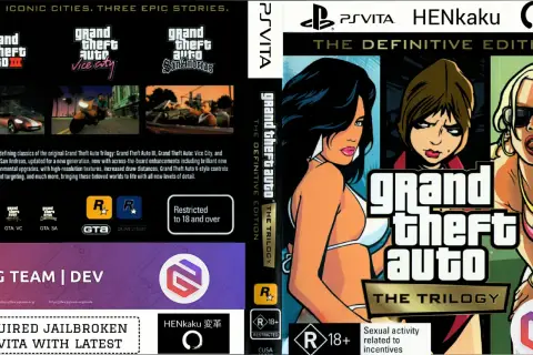 Okładka PlayStation Vita z Grand Theft Auto: The Trilogy. Trzy ikoniczne gry GTA na PS Vita.