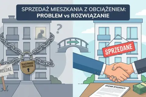 Zablokowane mieszkanie z "służebnością dożycia" na sprzedaż po lewej, po prawej udane transakcje i umowa sprzedaży.