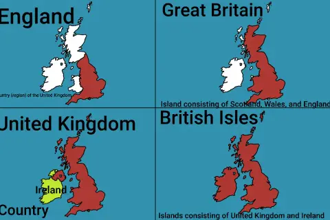 Mapy wyjaśniające, gb co to za kraj: Anglia, Wielka Brytania, Zjednoczone Królestwo i Wyspy Brytyjskie.