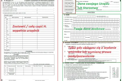 Wniosek o wydanie prawa jazdy, jego wtórnika lub wymianę. Wypełnij swoje dane osobowe i zaznacz cel wniosku.