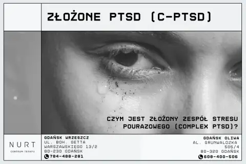 Zbliżenie na zapłakane oko, symbolizujące złożony zespół stresu pourazowego (c-PTSD). Pomoc dla osób zmagających się z traumą.