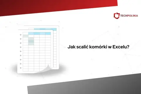 Ilustracja arkusza kalkulacyjnego z zaznaczonymi komórkami, z pytaniem "Jak scalić komórki w Excelu?".