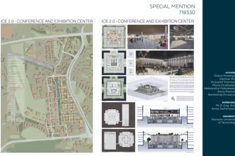 Projekt ICE 2.0 - Centrum Konferencyjno-Wystawiennicze, wyróżniony jako honorable mention po polsku.