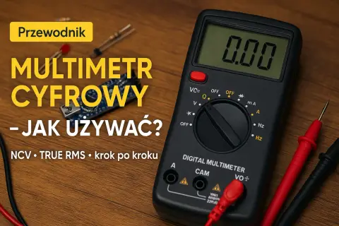 Cyfrowy multimetr z wyświetlaczem 0.00. Dowiedz się, jak sprawdzić baterię miernikiem, krok po kroku.