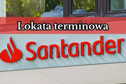 Logo Santander z napisem "Lokata terminowa". Rozważ santander lokata 3-miesięczna dla swoich oszczędności.