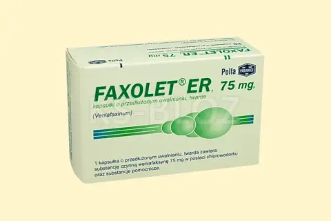 Opakowanie leku Faxolet ER 75 mg, kapsułki o przedłużonym uwalnianiu.
