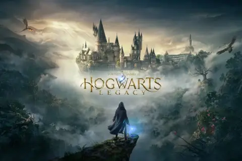 Magiczny świat Hogwartu w grze Hogwarts Legacy, z zamkiem, smokami i orłem. Czekamy na kolejne DLC!