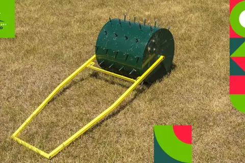 Wałek kolczasty do aeracji trawnika, niezbędny do regeneracji trawnika i jego zdrowego wzrostu.