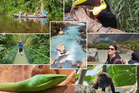 Costa Rica: Ein Muss für Tierliebhaber! Kanufahrt, Hängebrücken, bunte Vögel, Affen, Schlangen und ein Vulkansee.