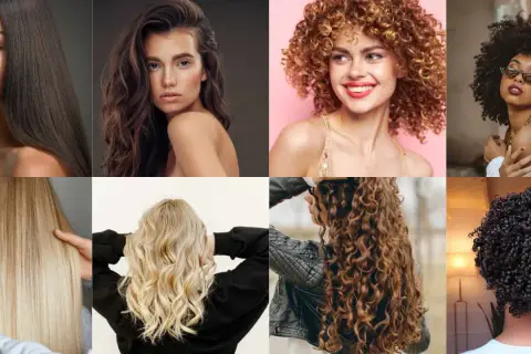 Ocho mujeres muestran diversos tipos de pelo: liso, ondulado, rizado y afro.