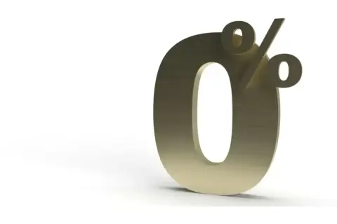 Złoty symbol procentu na białym tle. Idealna oferta: raty 0.
