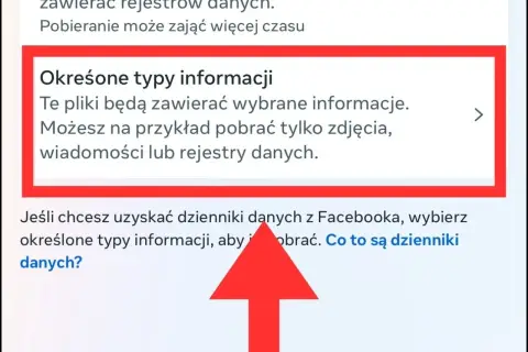 Jak odzyskać usunięte wiadomości z Messengera? Wybierz "Określone typy informacji", by pobrać tylko wiadomości lub inne dane.
