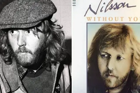 Harry Nilsson w czapce i na okładce albumu "Without You".