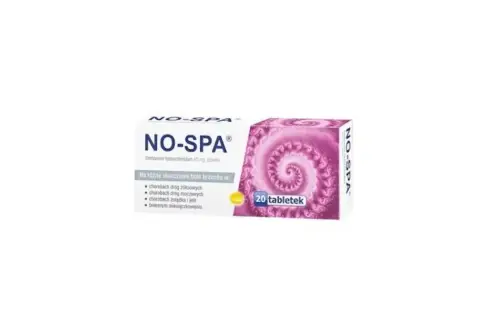 Opakowanie leku NO-SPA, 20 tabletek. Stosować zgodnie z zaleceniami, pamiętając o maksymalnym dawkowaniu.