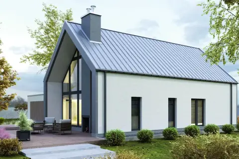 Nowoczesny dom 100m2 z dużymi oknami i tarasem. Idealna działka pod budowę wymarzonego domu.