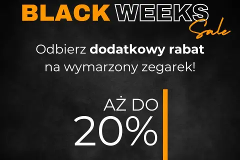 Black Weeks Sale! Odbierz dodatkowy rabat na wymarzony zegarek. Kod rabatowy na zegarek net czeka!