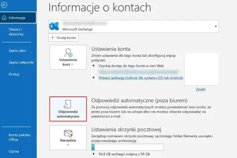 Ustawienia konta pocztowego, w tym odpowiedzi automatyczne (noreply) i zarządzanie skrzynką.