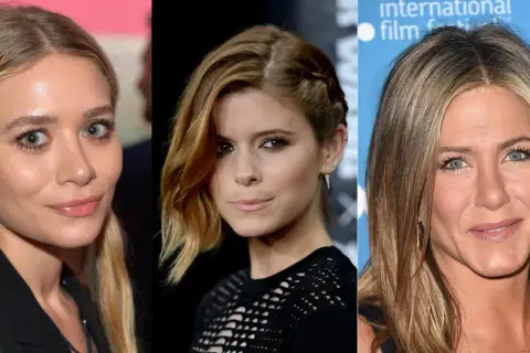 Trzy kobiety z różnymi odcieniami włosów, od jasnego blondu po ciemny blond. Jaki kolor pasuje do ciemnego blondu? Zobacz inspiracje.