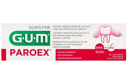 Pasta do zębów GUM Paroex z chlorheksydyną 0,12% do intensywnej pielęgnacji dziąseł.
