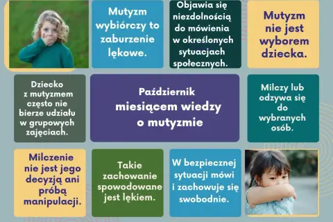 Dziecko z mutyzmem wybiórczym, objawem lęku, milczy w sytuacjach społecznych, ale nie jest to jego wybór ani manipulacja.