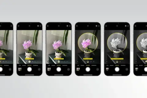 Odkryj, jak robic zdjecia iphonem, wybierając różne efekty świetlne dla portretu storczyka: naturalne, studyjne, konturowe, sceniczne i monochromatyczne.