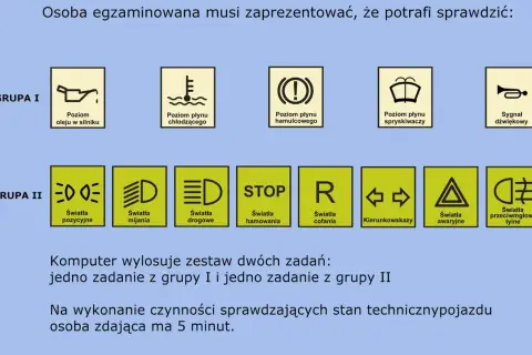 Na egzaminie sprawdzisz światła w samochodzie: pozycyjne, mijania, drogowe, stop, cofania, kierunkowskazy, awaryjne i przeciwmgłowe tylne.