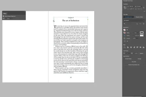 Profesjonalni autorzy używają tabel do balansowania punktów widzenia (POV), by zachować spójność narracji. Widzimy tu fragment tekstu z panelu "Story" w programie do składu tekstu.