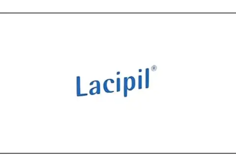 Niebieski napis "Lacipil" z zarejestrowanym znakiem towarowym.