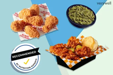 Chrupiące chicken tenders, fasolka szparagowa i bułeczka. Sprawdź kalorie i wartości odżywcze.