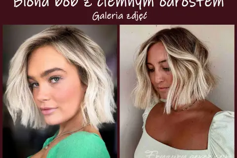 Dwie kobiety z modnym blond bobem i naturalnym odrostem, tworzącym subtelny kontrast.