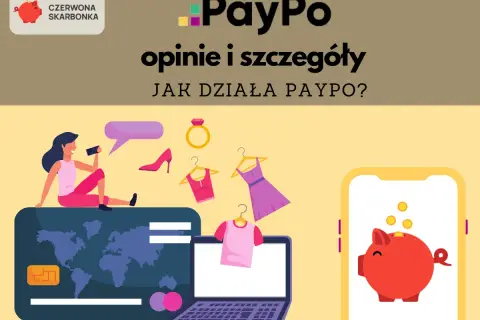 Kobieta z telefonem siedzi na karcie kredytowej, obok ubrania i pierścionek. PayPo to płatność odroczona, która ułatwia zakupy.