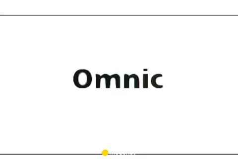 Napis "Omnic" na białym tle. Pod nim mała żółta kropka i przerywana linia, jakby coś się ładowało.